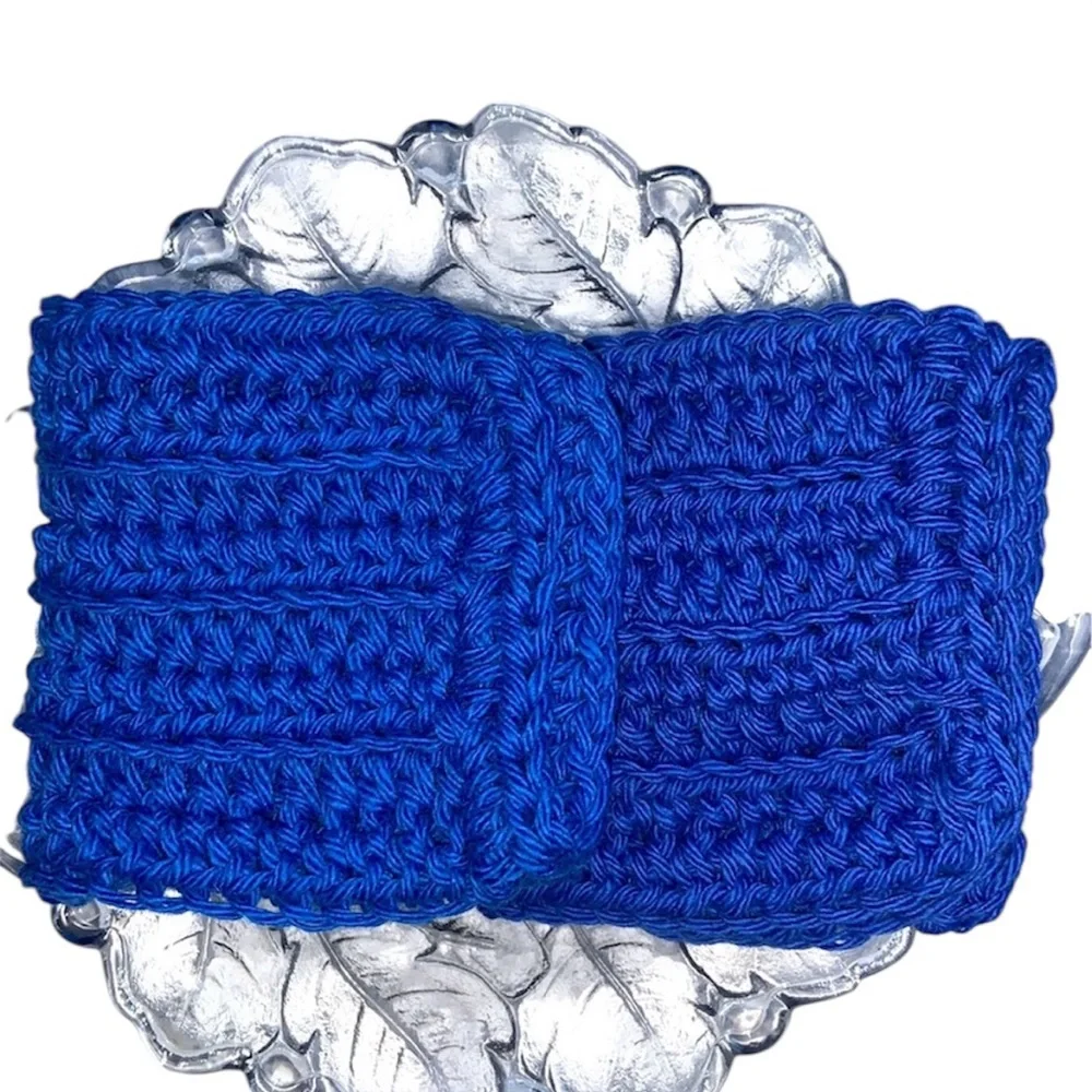 Hand Crafted Royal Blue All Purpose Dish or Wash Cloths 100% Cotton Set of Two